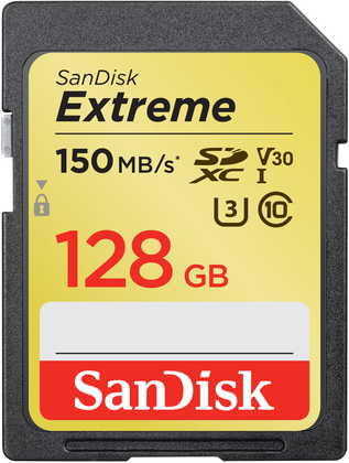 SanDisk 128GB SDXC UHS-I Card Extreme 150MB/s